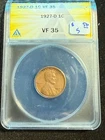 1927 D LINCOLN WHEAT CENT ANACS VF 35 082