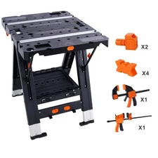 Portable Folding Work Table,2-in-1 as Sawhorse & Workbench, Large Load Capacity