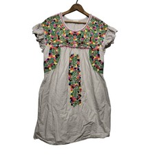Layerz Clothing embroidered floral mini dress striped size Medium boho summer