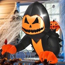3.3 FT Halloween Inflatable Pumpkin Head Ghost Broke Out from Window