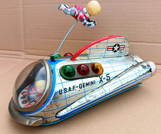Modern Toys Tinplate U.S.A.F. GEMINI X 5 Clockwork w/ Astronaut Japan