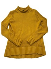 J Crew Always Sweater Womens Small Roll Neck Fisherman Preppy Mustard Cotton