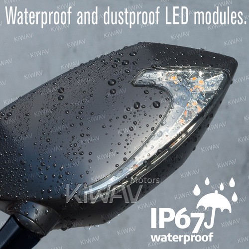 Espejos retrovisores VAWiK negros Lucifer LED secuenciales integrados para Harley Street 500 750 ε - Imagen 6 de 10