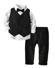 Toddler Boy Clothes Suit Gentleman Wedding Outfits, Formal Dress 4-5T 1 Black