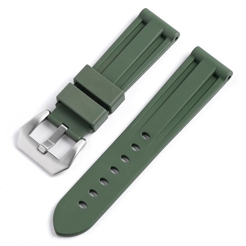 1pc FKM Watch Band For Panerai 111 386 441 Watch 24/22MM Strap Silver Buckle - Picture 16 of 18
