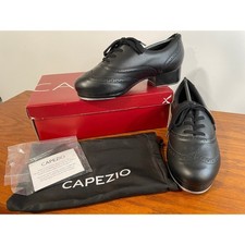 NEW Capezio Roxy Tele Tone Tap Dance Shoes Black Leather Oxford Wingtip 10.5M