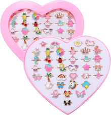 36pcs Little Girl Alloy Jewelry Rings, Adjustable Unicorn Rings Toys, No Duplica