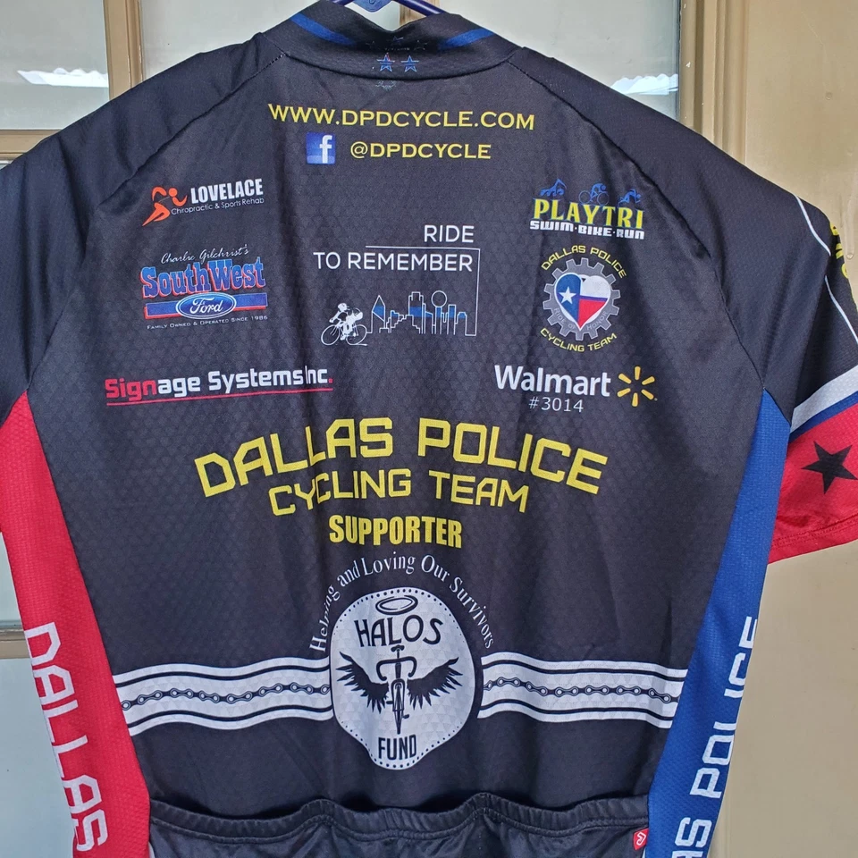 Jakroo Hombre Dallas Policía Ciclismo Equipo Cremallera Completa Manga Corta Jersey Bolsillos L Foto 3 de 4