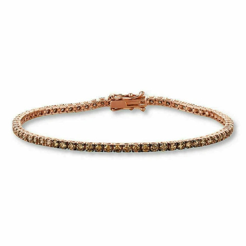 3 CT Lab Created Champagne Brown Diamond Tennis Bracelet 14K Rose Gold Plated