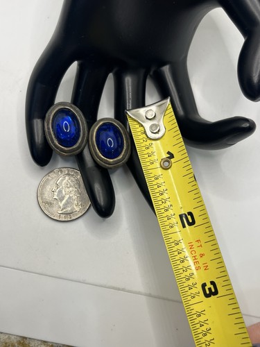 Carolee blue oval cabochon vintage stud earrings - Picture 10 of 14