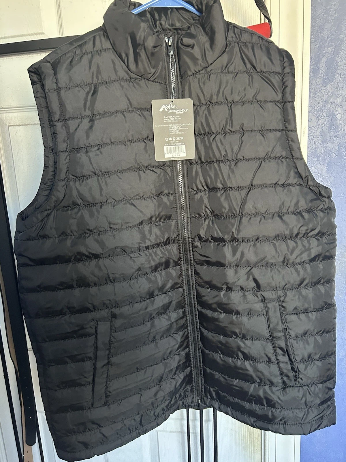 Jackson Hole Outerwear Full Zip Black Puffer Vest Men’s Size Large Outdoor