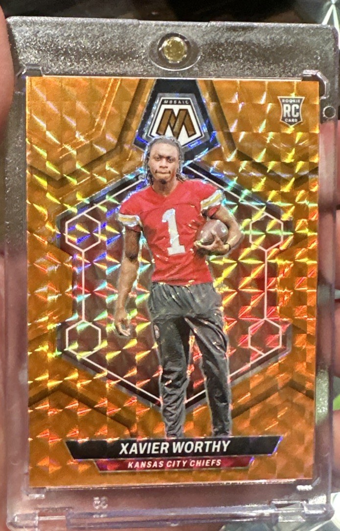 2024 Panini Mosaic - Rookies Xavier Worthy #328 Orange Mosaic Prizm /199 (RC)