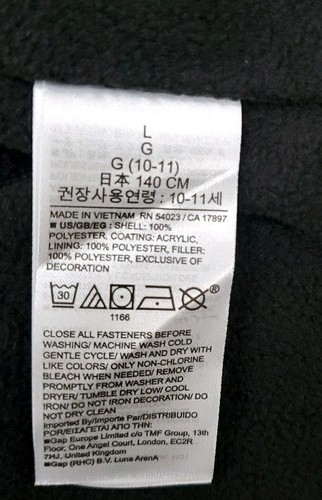 New GAP Cold Control Max Long Full Zip Puffer Hooded Coat Black Size 10 Youth - Picture 4 of 7