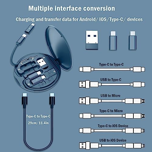 Kit Adaptador USB C OTG, Estuche de Cable de Carga Múltiple Convertidor USB C Azul Medianoche - Imagen 6 de 7