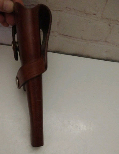 Vintage Brown Leather OWB 32 Cal Pistol Gun Holster for up to 3.5in Long Barrel - Picture 4 of 9