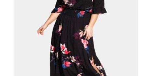 City Chic Women's Plus Printed Off the Shoulder Maxi Dress Black Size XS - Bild 3 von 3