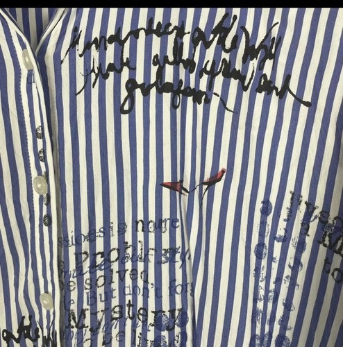 Chico’s Blue & White Stripe Martini Button Up Conversational Shirt Size Large - Bild 6 von 7
