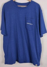Carhartt Shirt Mens XL Blue Short Sleeve Relaxed Fit Pocket Tee Crew Soft Logo