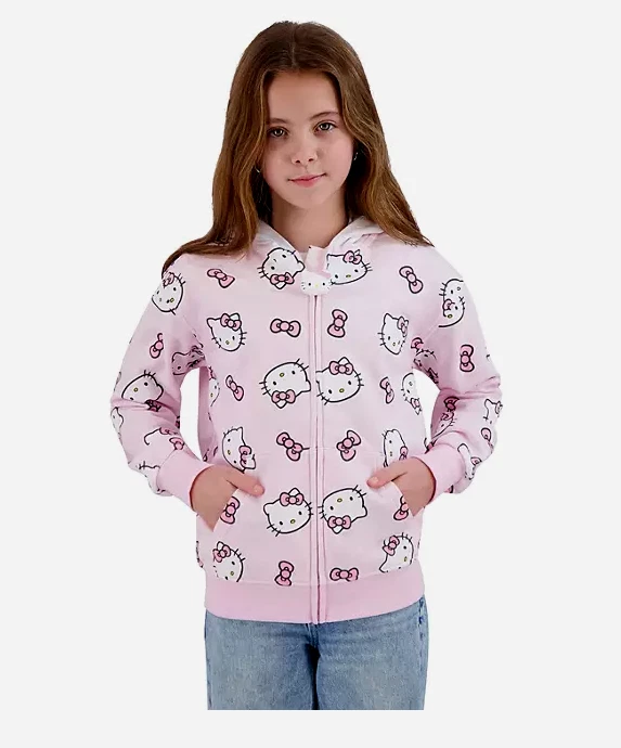 Nuevo $54 DISNEY Personaje HELLO KITTY Niñas Terry Francés Sudadera con Capucha Chaqueta Talla: 6/7 Foto 2 de 4