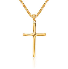 14K Solid Yellow Gold Cross Necklace