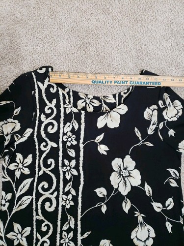 Women's Floral Print Hawaiian Style Summer Dress Size L Island Attire Black/Tan - Picture 6 of 10