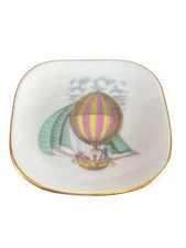 Richard Ginori Pink Yellow Hot Air Balloon Butter Pat Dish, Alitalia Airlines