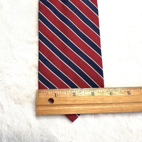 Tommy Hilfiger Seidenkrawatte rot blau Streifen grün Kontrastfutter klassisch Vintage - Bild 16 von 16