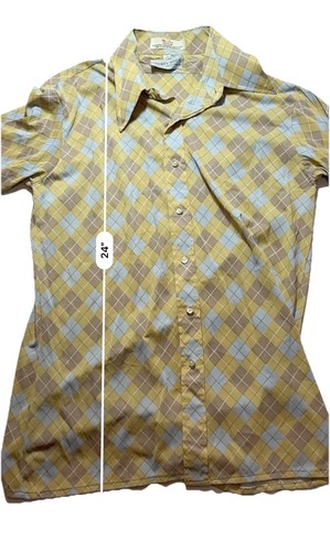 Vintage Liberty House Shirt Men's L Yellow Geometric All Over 80s - Bild 8 von 8