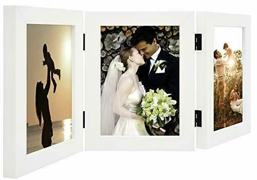 2-Pack 5x7 Three Picture Frame Trifold Hinged with 3 Openings Desk Top Collage - Image 3 of 4