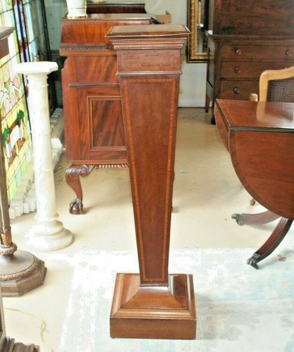  Antique Walnut French Pedestal Display Inlaid H 47" x 13.5" Square Top - Picture 8 of 10