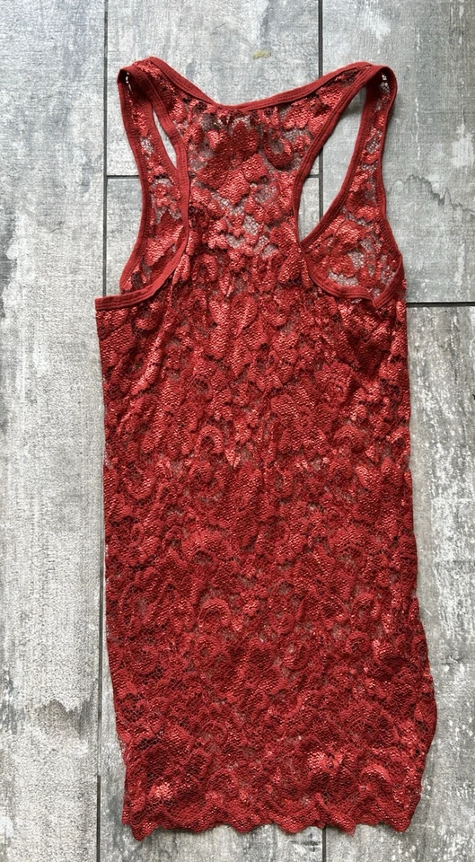 Vintage BKE Y2K Lace Tank Top Sheer 2000s Whimsy Goth Fairy Grunge Stretch Small - Image 2 of 3