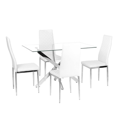 Dining Rectangle Table and 2/4/6PVC Leather Chairs Kitchen Dinning Room White UK - Picture 27 of 29