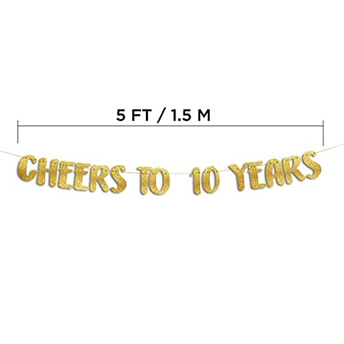 Cheers to 10 Years Gold Glitter Banner - 10th Anniversary and Birthday Party ... - Picture 6 of 6