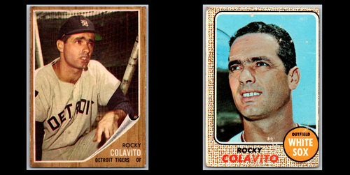 Rocky Colavito 2-Card Lot 1962 & 1968 Low Grade Tigers White Sox MLB Legend
