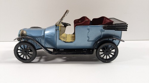 VINTAGE 1915 FORD Roadster GIAPPONESE argento blu latta giocattolo BANDAI FRICTION CAR - Foto 3 di 11