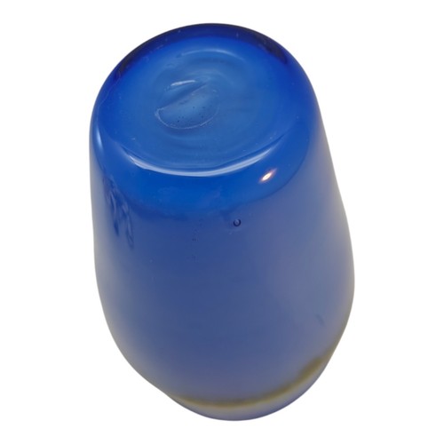 Art Glass Cobalt Blue Vase Green Speckled Band - Picture 8 of 9