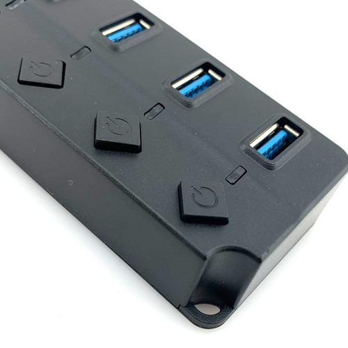 USB 3.0 Hub 7 Port Power On Off Switch Desktop PC Laptop Data Data Adapter Dock - Picture 7 of 7