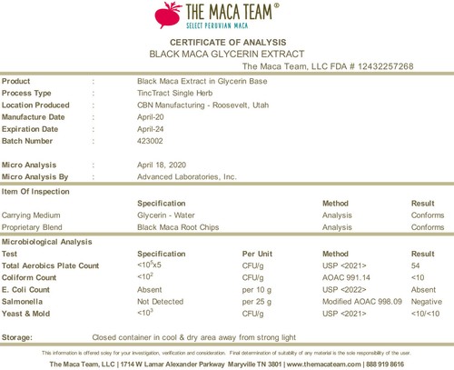 Black Maca Liquid Extract - Alcohol Free - Made from Black Maca Roots from Peru - Picture 6 of 6