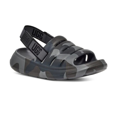 UGG Sport Yeah Camo Pop Slip On Strap Slide Sandals Black Grey Camo Men s 14 eBay