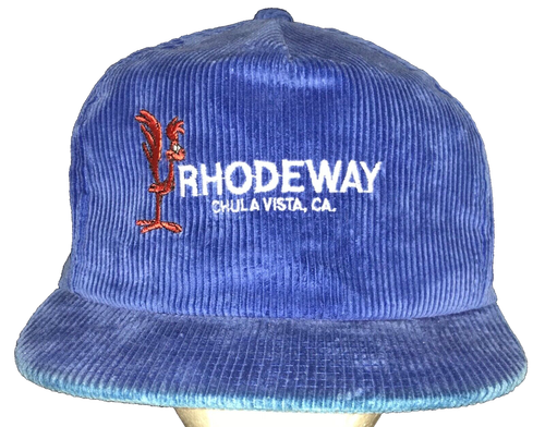 Roadrunner Rhodeway Chula Vista San Diego Corduroy Hat Snapback Vintage NOS BLU - Picture 2 of 16