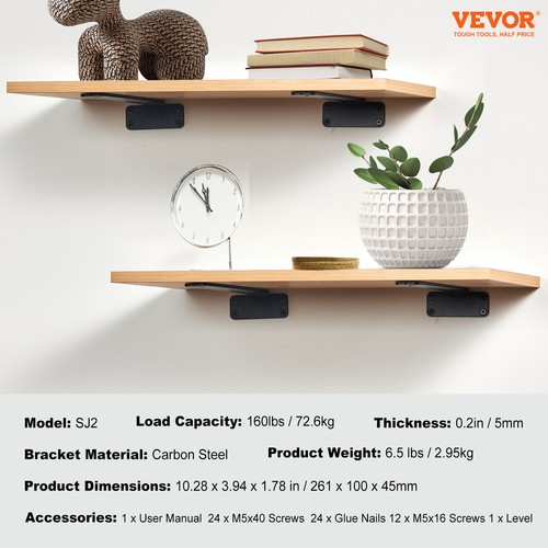 VEVOR Shelf Bracket 10 x 4 x 1.6 in 6 Pcs Heavy Duty Floating Shelf Brackets - Picture 7 of 12