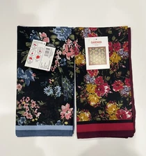 2 Pack Of Floral Bandanas 100% Cotton Yellow Red & Black Green Combos 22 X22 In