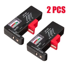 2Pc Universal Digital LCD Battery Checker Volt Tester Cell AA AAA C D 9V Button❥