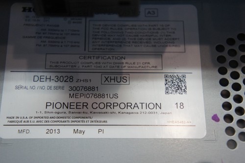 ***LEER*** Reproductor de CD 2013 Honda Accord receptor AM/FM FABRICANTE DE EQUIPOS ORIGINALES 39100-T2A-A302 *A5437 - Imagen 7 de 8