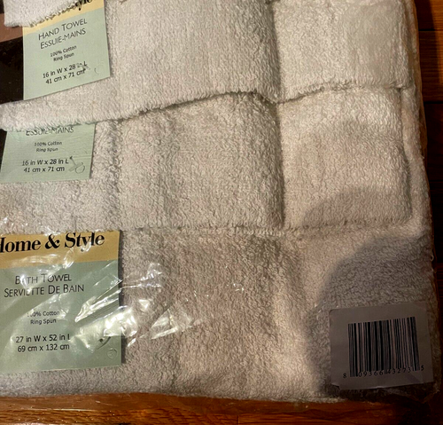 Home & Style 6 Piece Bath Ensemble White Bath Towel Hand Towel & Wash Cloth Set - Picture 2 of 2