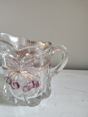 Northwood c.1906 Cherry & Cable Thumbprint EAGP Creamer Gold Ruby Flash Glass - Picture 6 of 17