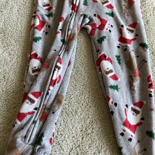 Just One You Boys Gray Red Santa Reindeer Christmas Fleece Long Sleeve Pajamas 4 - Picture 5 of 7
