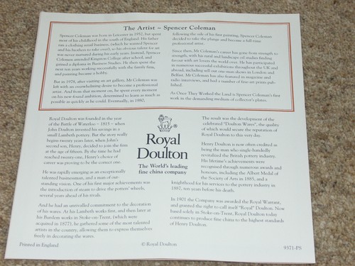 His Hand to the Plough - Royal Doulton Bone China Dec. Teller von Spencer Colman - Bild 8 von 8