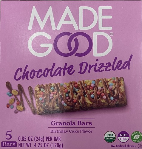 MADE GOOD Birthday Cake Chocolate Drizzled ORGANIC Granola Bars 4.25 oz 2 BOXES - Bild 2 von 5