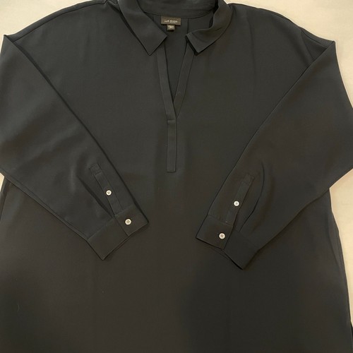 ~ J.Jill 2x Trägerkleid schwarz V-Ausschnitt Tunika über Knie Langarm Plissee Schlitz - Bild 13 von 14